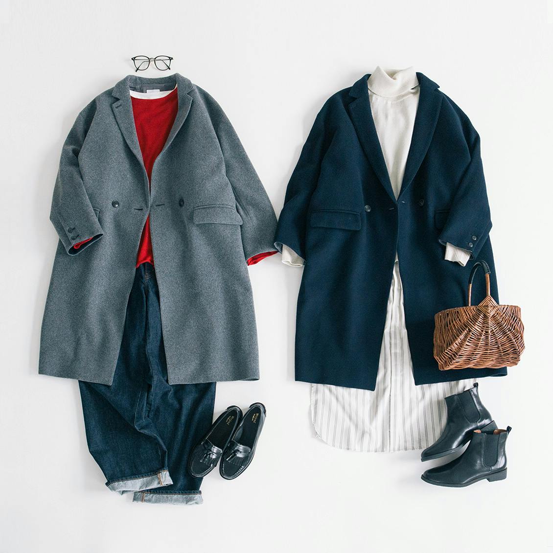 北欧暮らしの道具店 定番チェスターコート 3way 総裏 アレンジ襟 かろ