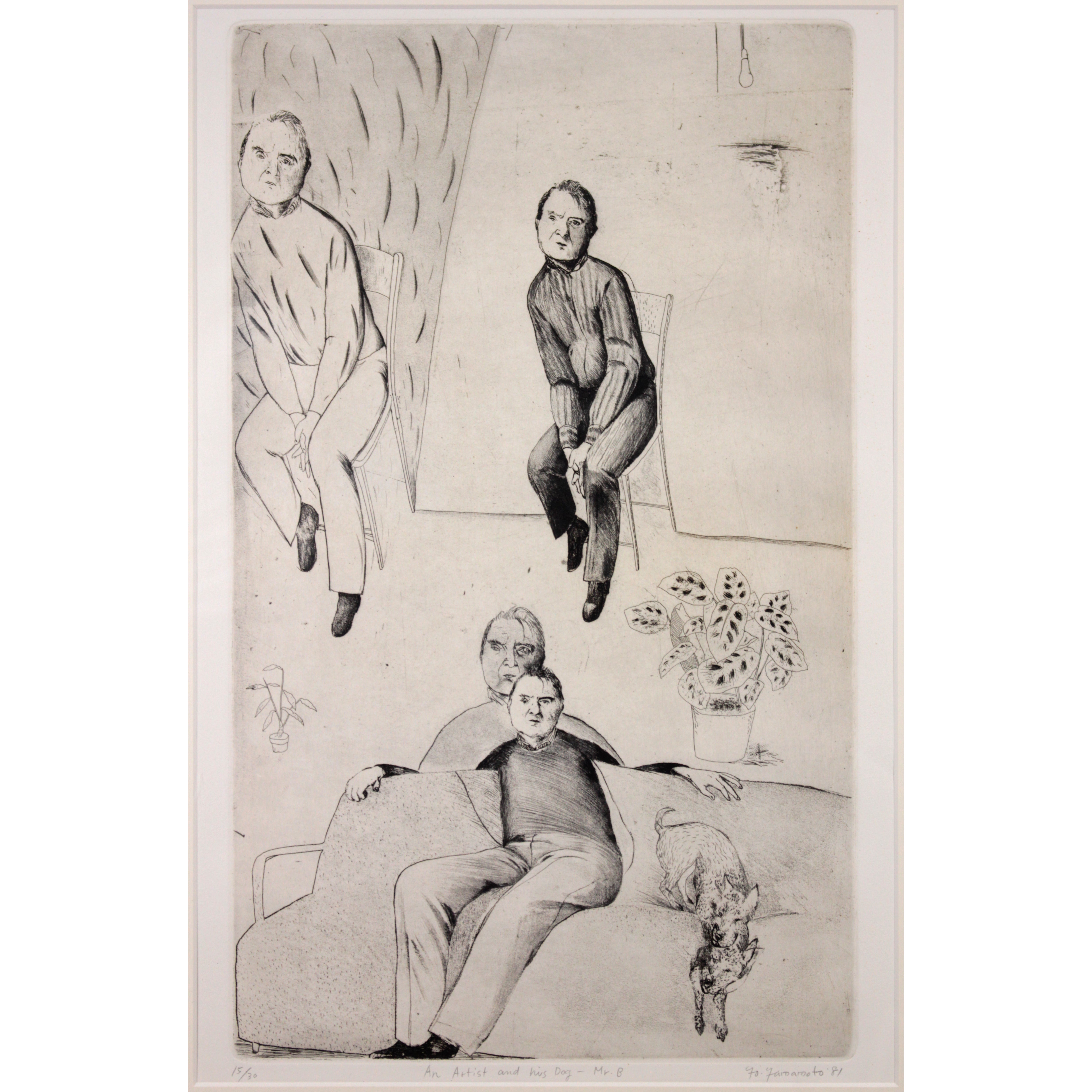 山本容子 『An Artist and his Dog - Mr.B』 銅版画 - 北海道画廊