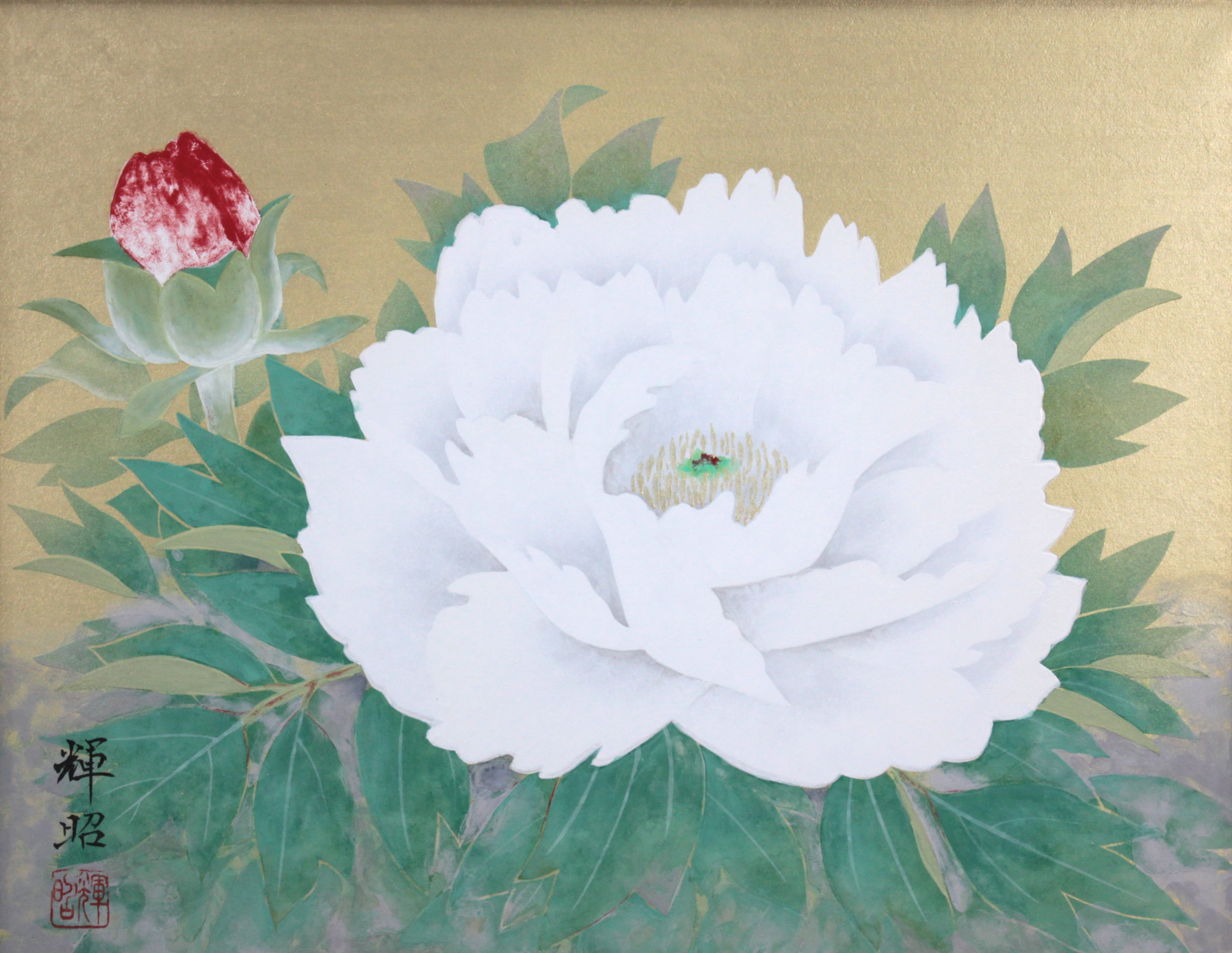 八木輝昭 『白牡丹』 日本画 - 北海道画廊