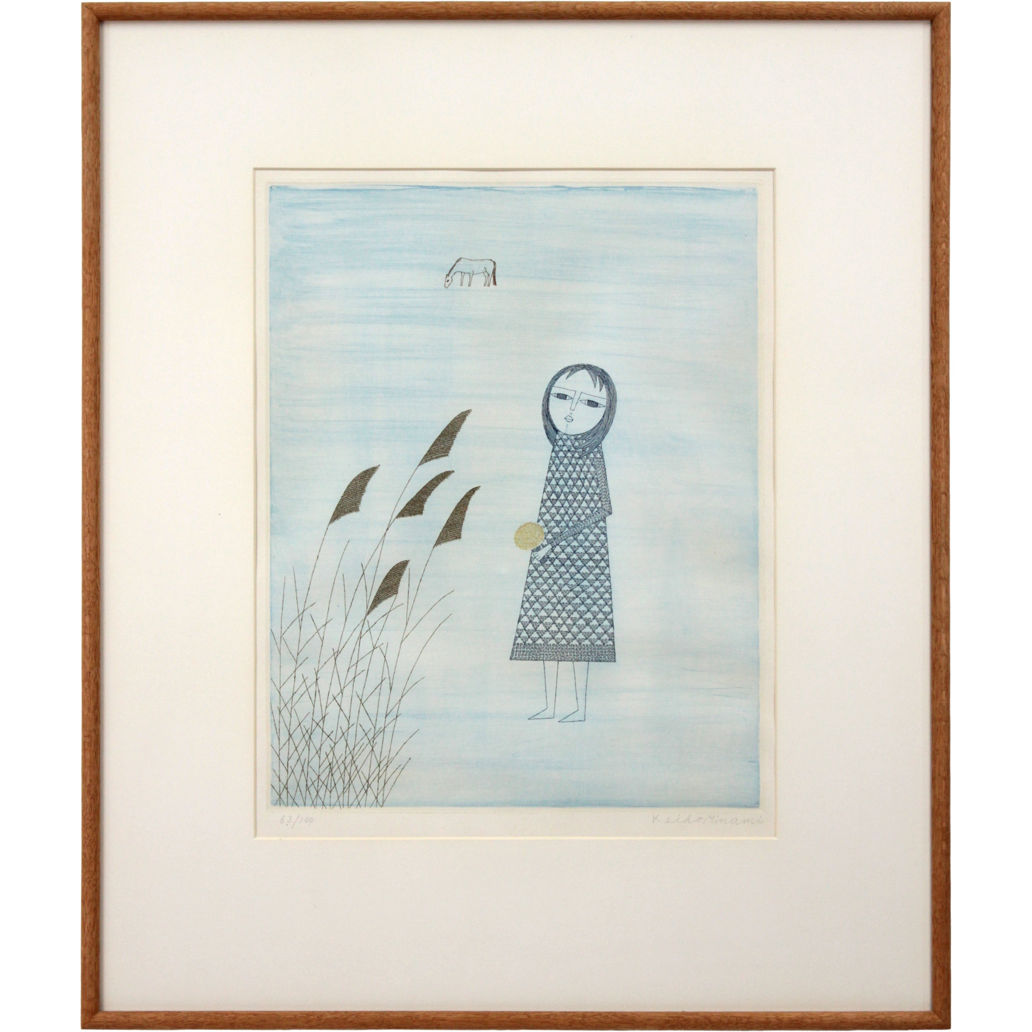 南桂子 『少女と花束』 エッチング - 北海道画廊