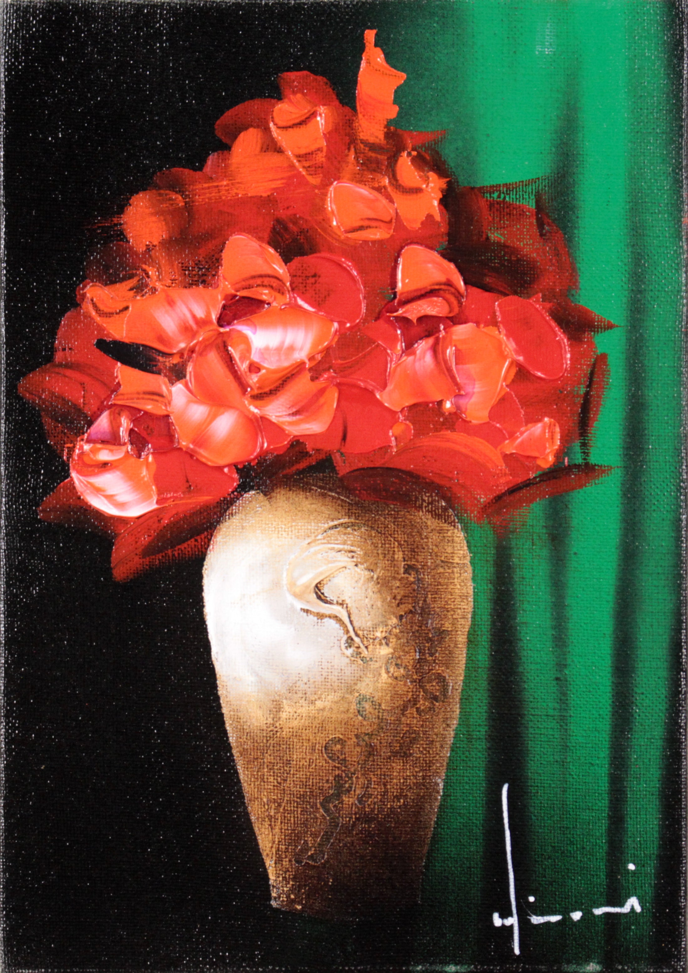 洋画家 立川広己 パープルシャワー 油絵 静物画 洋画家 立川広己