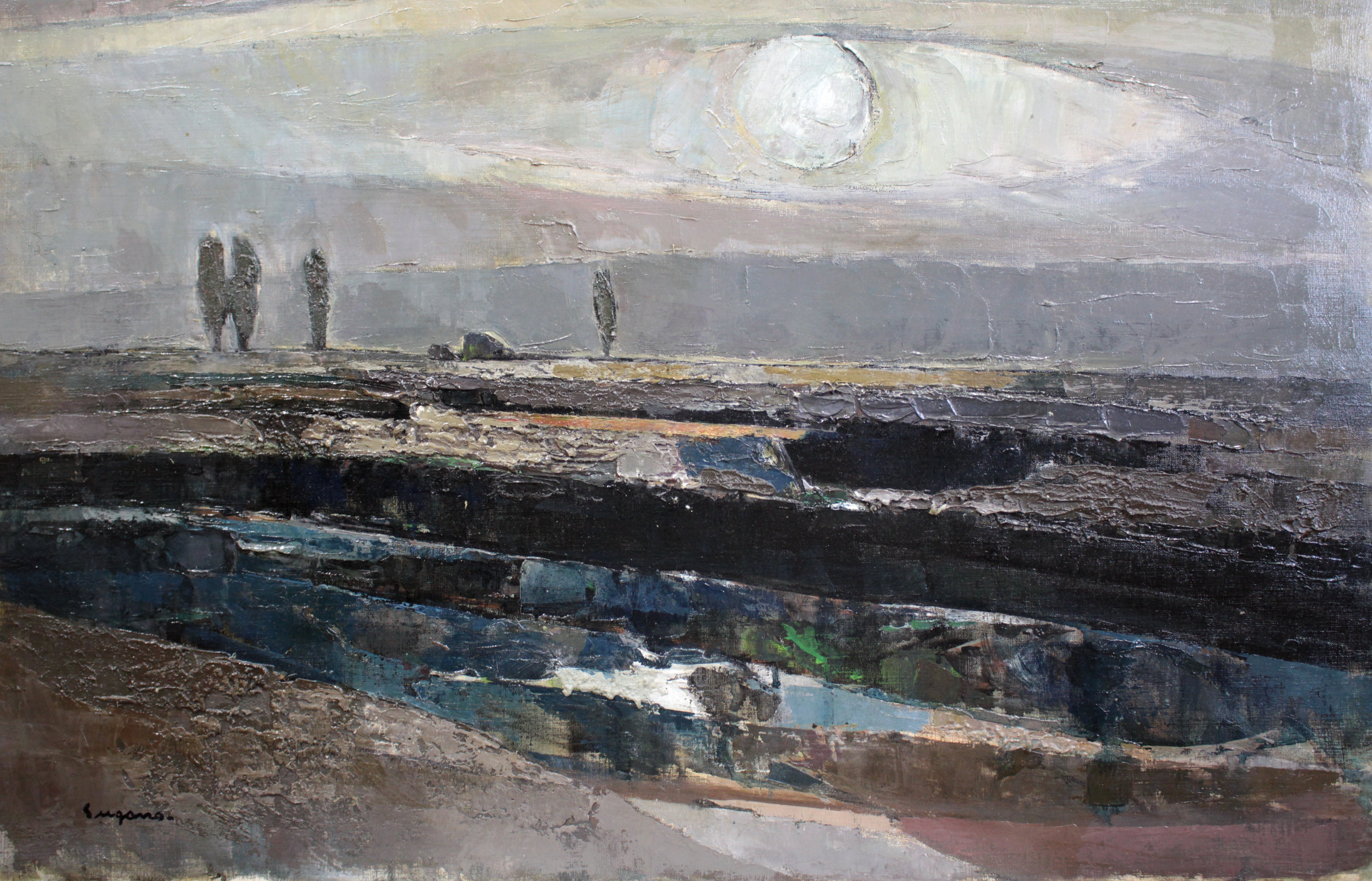 菅野矢一 『日の出』 油彩画 - 北海道画廊