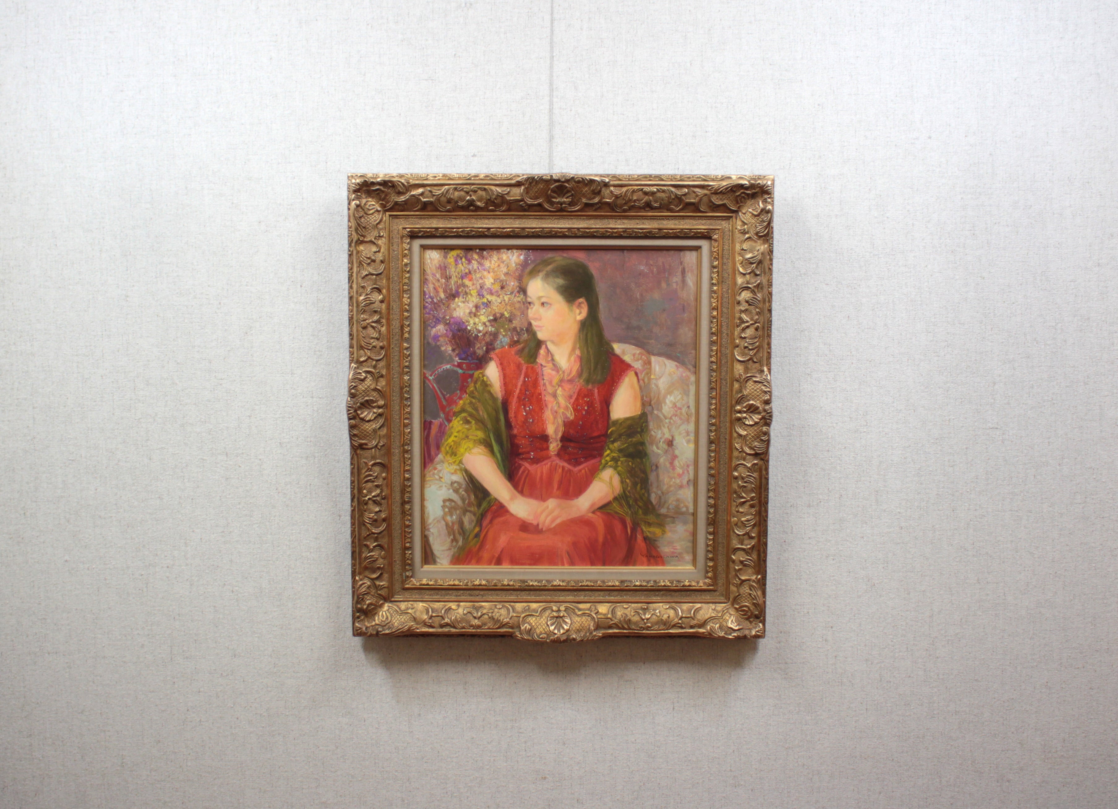 柳沢淑郎 【少女】 油彩 4号