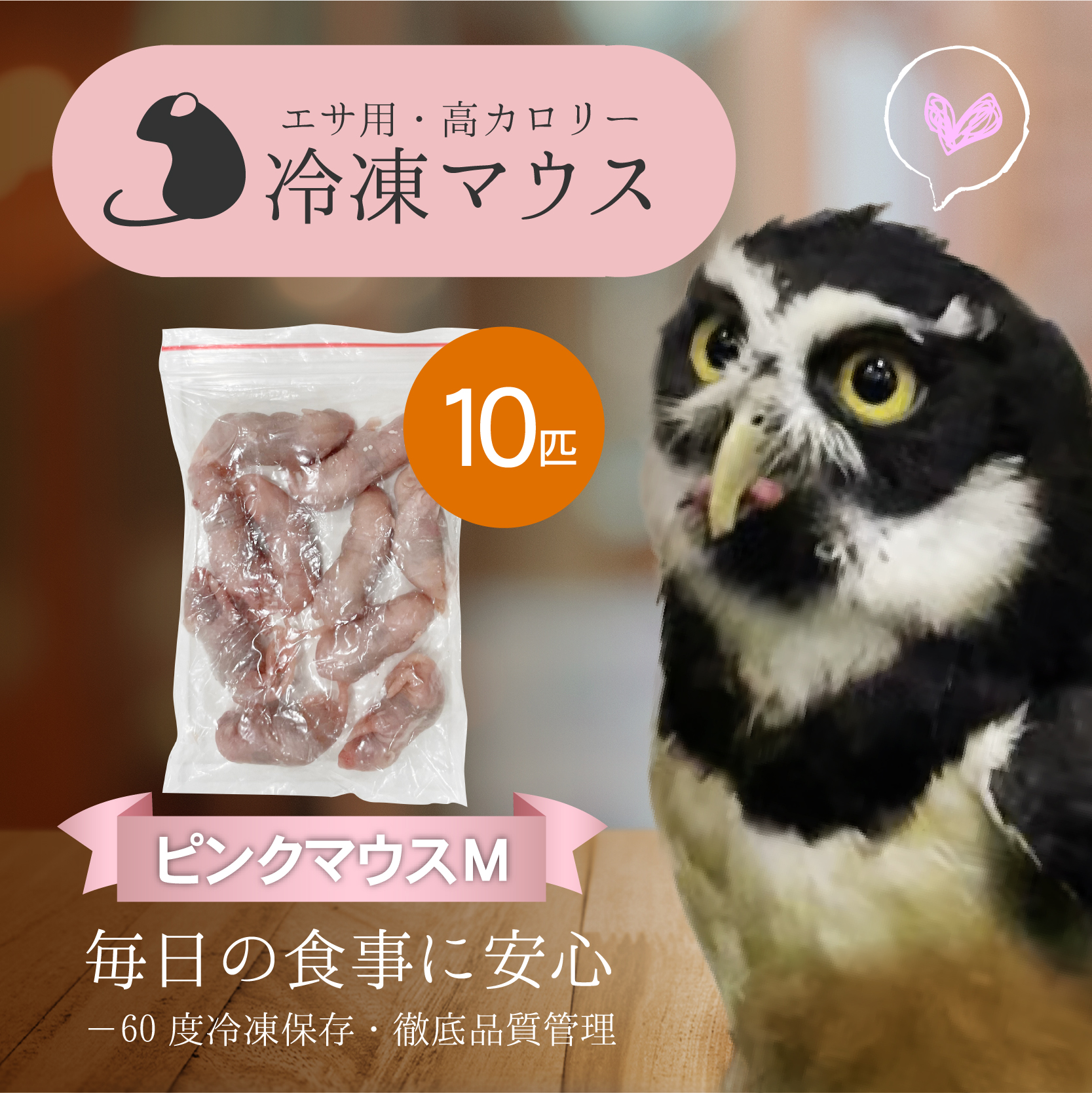 ふくろうの家-ECサイト-冷凍ピンクマウスM（10匹）