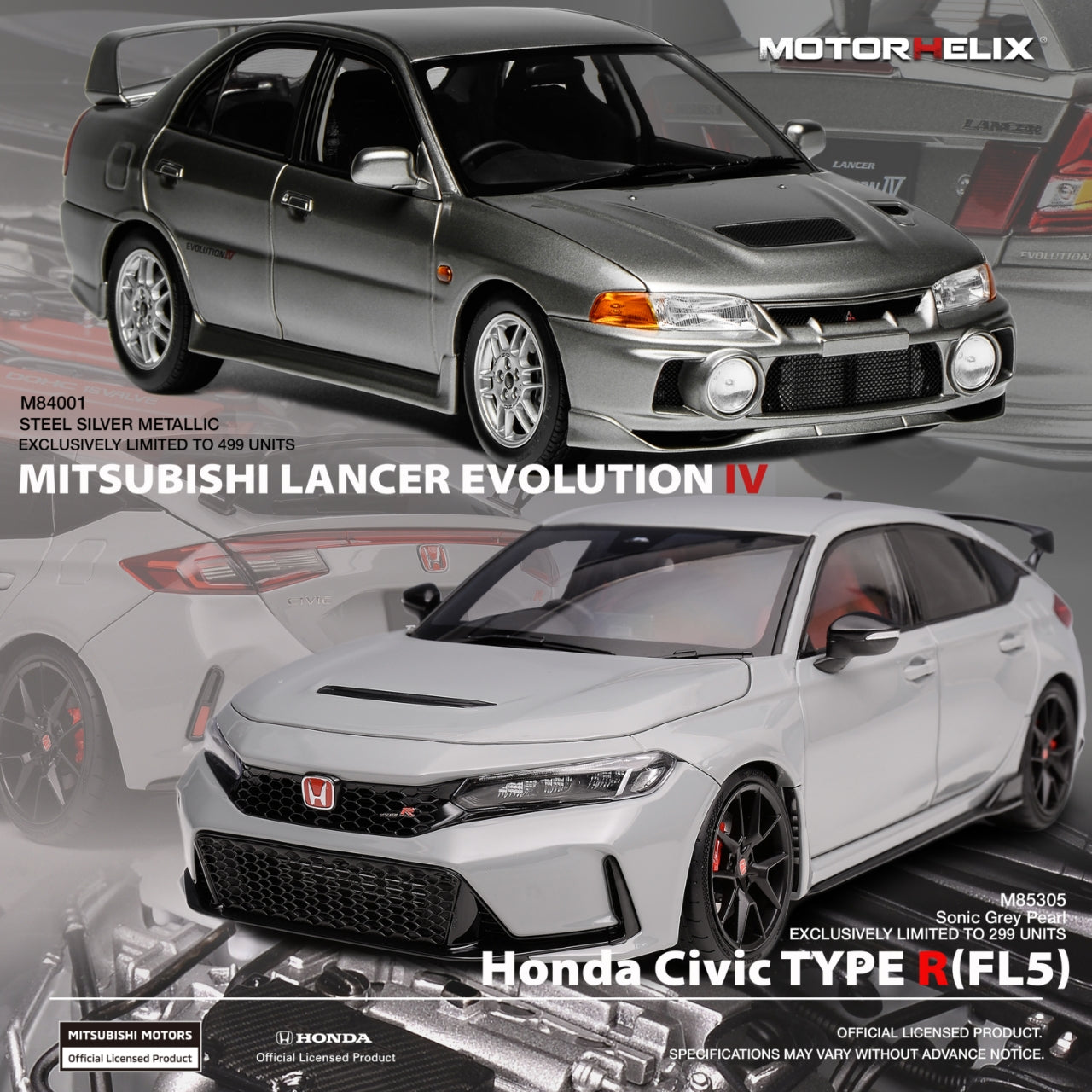 Motorhelix 1:18 Mitsubishi Lancer Evolution IV STEEL SILVER