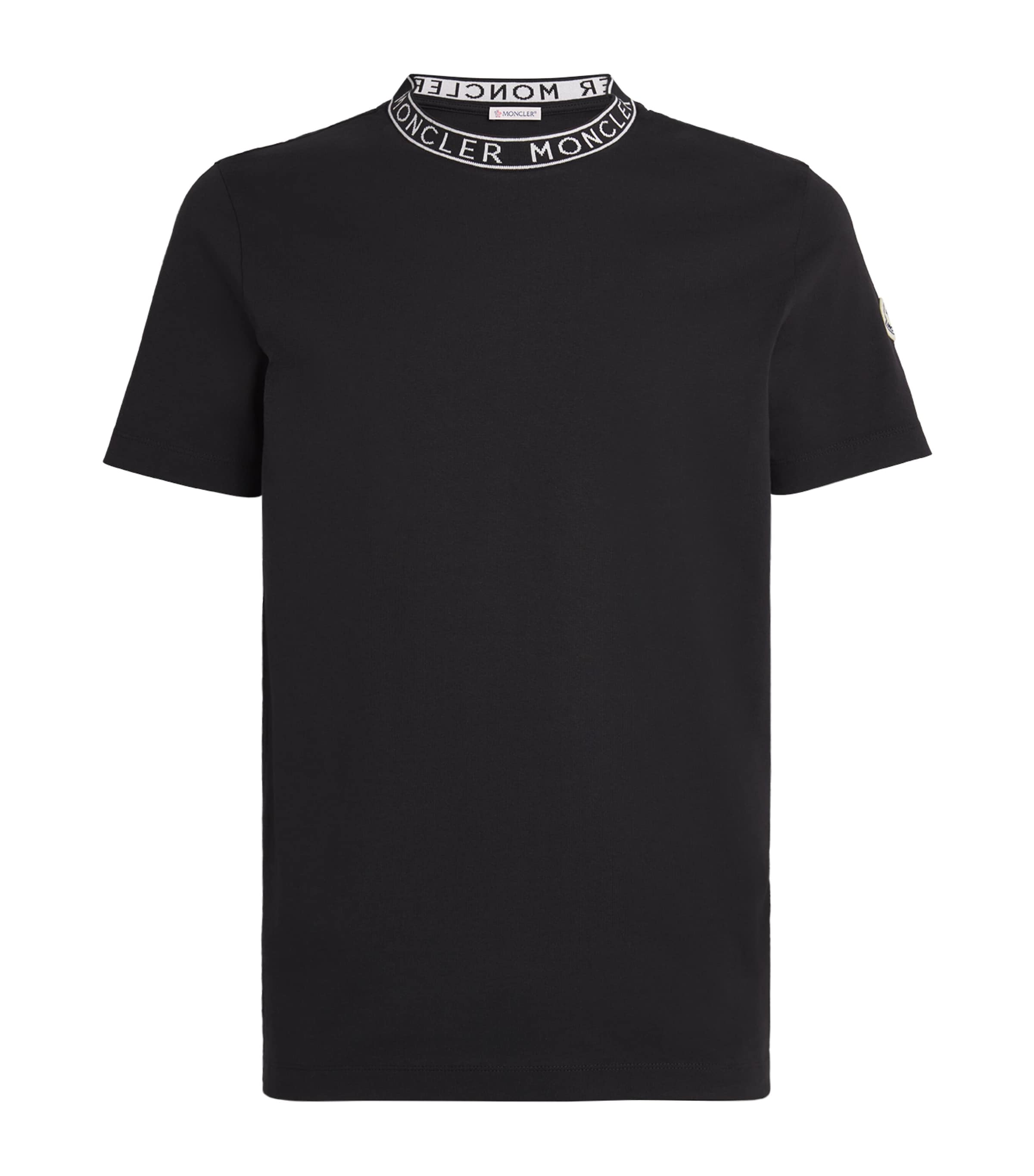Moncler Black Cotton Logo-Trim T-Shirt | Harrods US