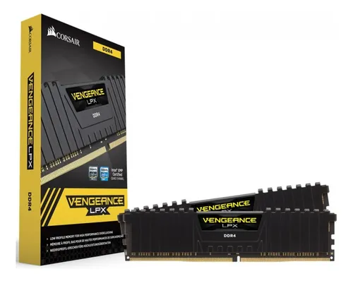 Memória RAM Vengeance LPX preto 32GB 2 Corsair CMK32GX4M2B3200C16