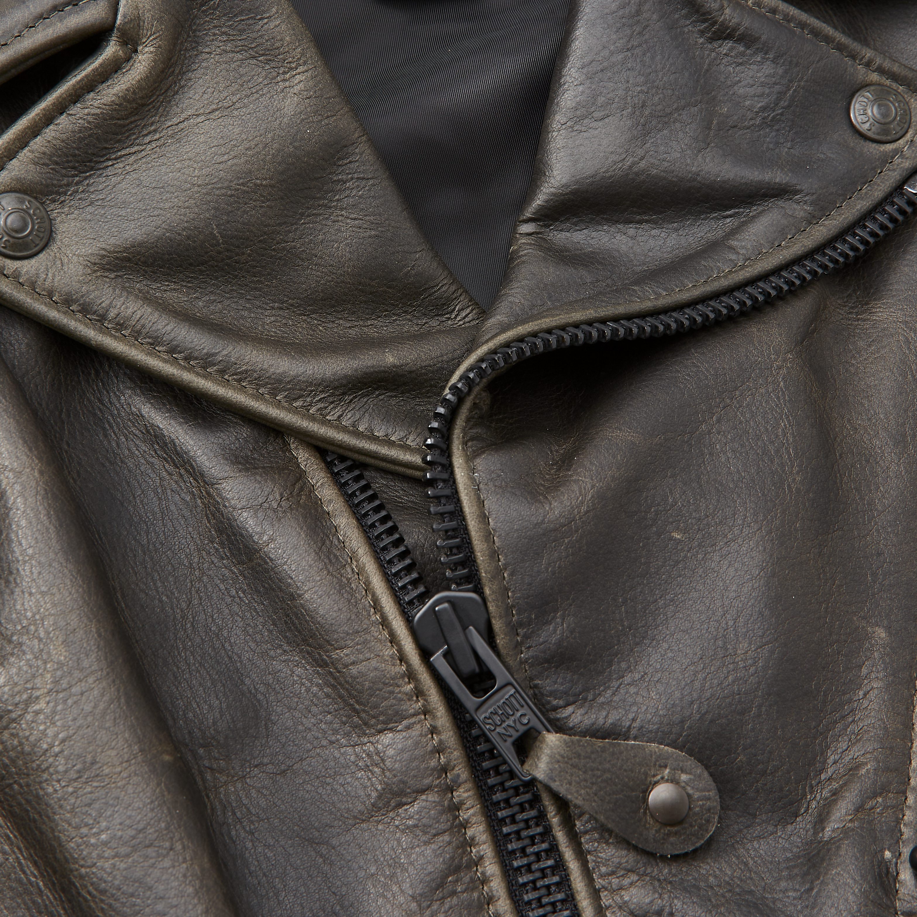 Schott Vintage Motorcycle Leather Jacket - Grey | Leather Jackets