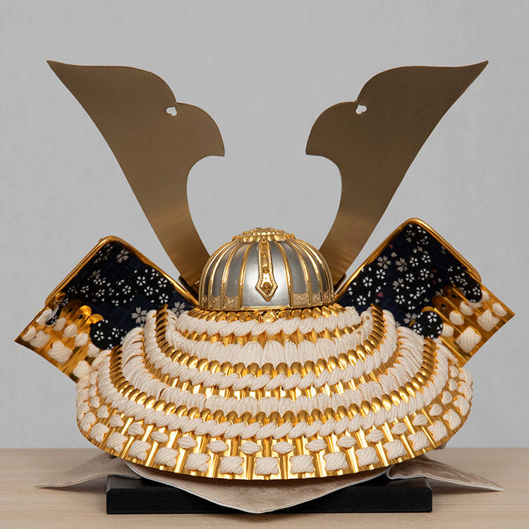 金兜 五月人形 兜飾り 8号 純金箔消赤無双竹雀 金沢箔純金箔押兜 純金鍍金