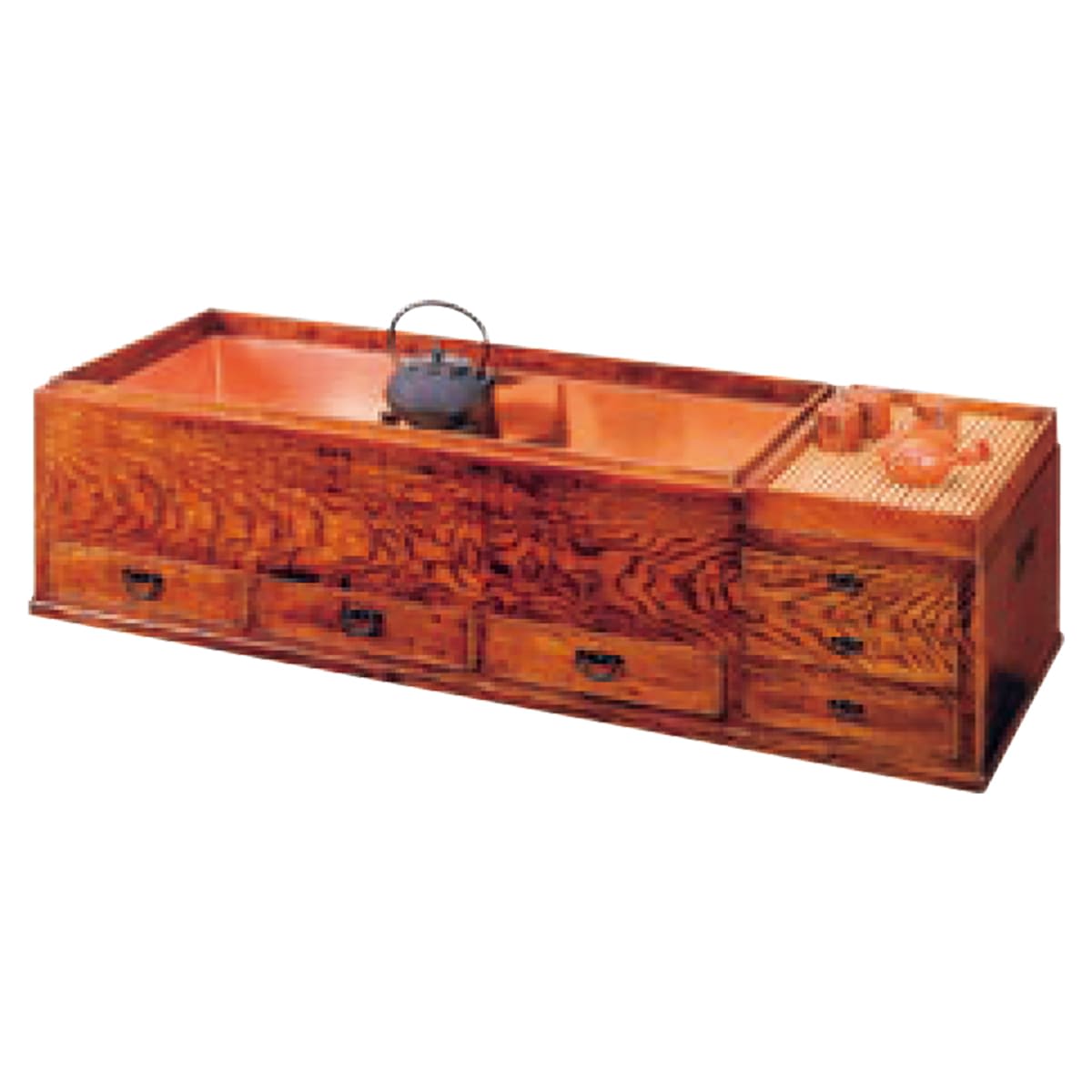 長火鉢（タモ材無垢）｜演漆の座卓