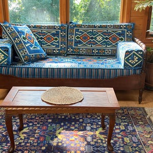 リビングルーム用ブルーモロッコフロアシーティングソファセット：厚さ