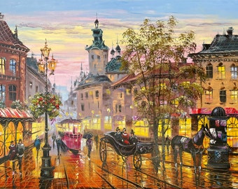 ヨーロッパの都市風景画 オリジナルヨーロッパの壁アート キャンバス