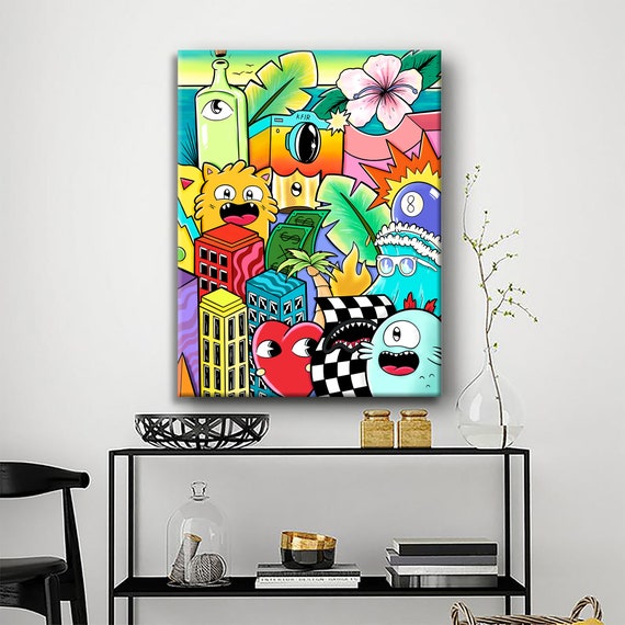 Colorful Graffiti Canvas Print: Pop Art Office Wall Decor - Etsy