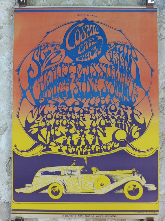 1967 Cosmic Car Show Poster, by Stanley Mouse and Muir Beach in