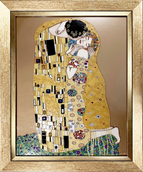 イタリア製 クリムト 接吻 アート 絵画 壁掛け インテリア 美術品