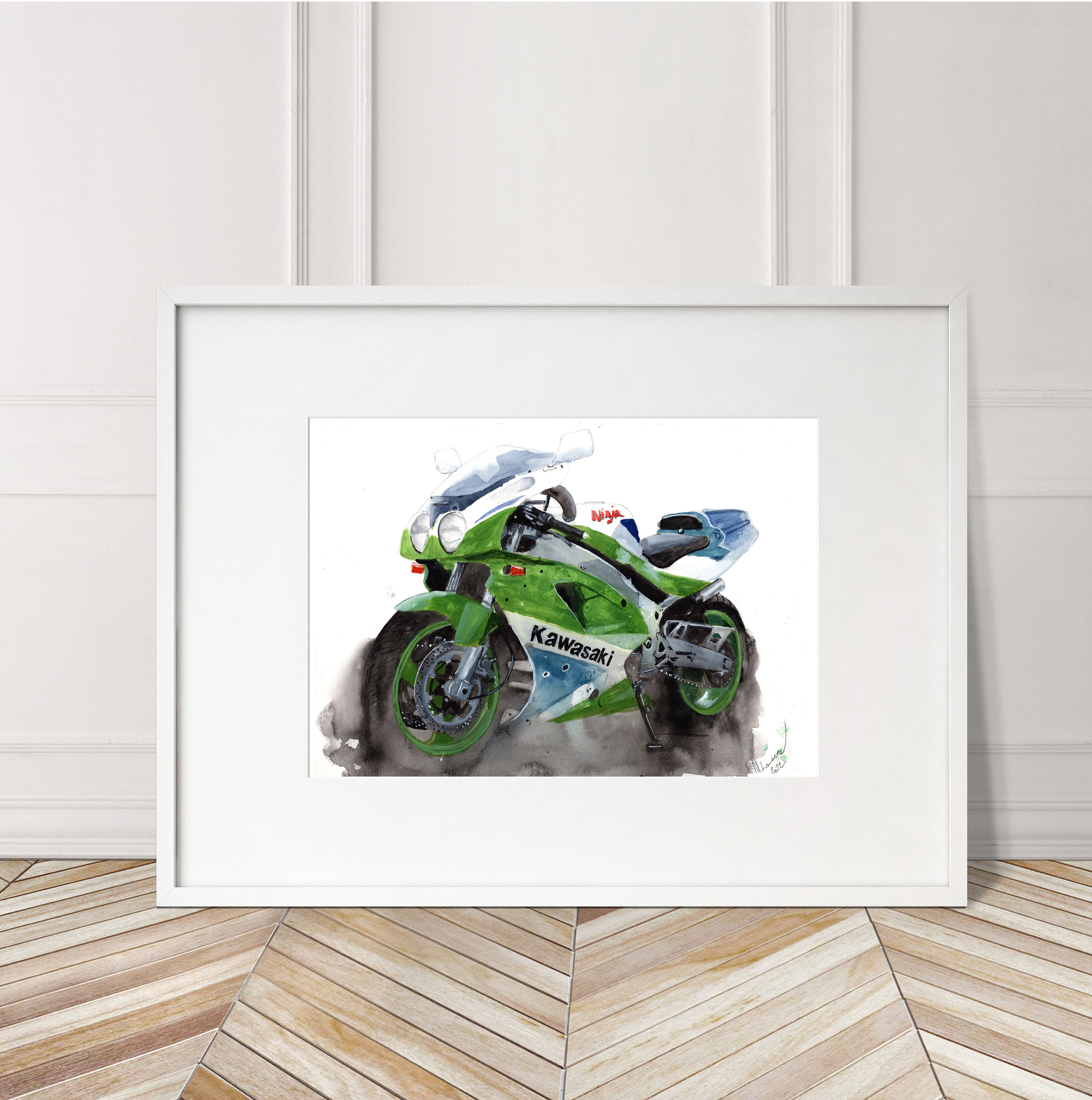 Kawasaki Zx7r Ninja Print. Kawasaki Zx7r Poster. Gifts for Him