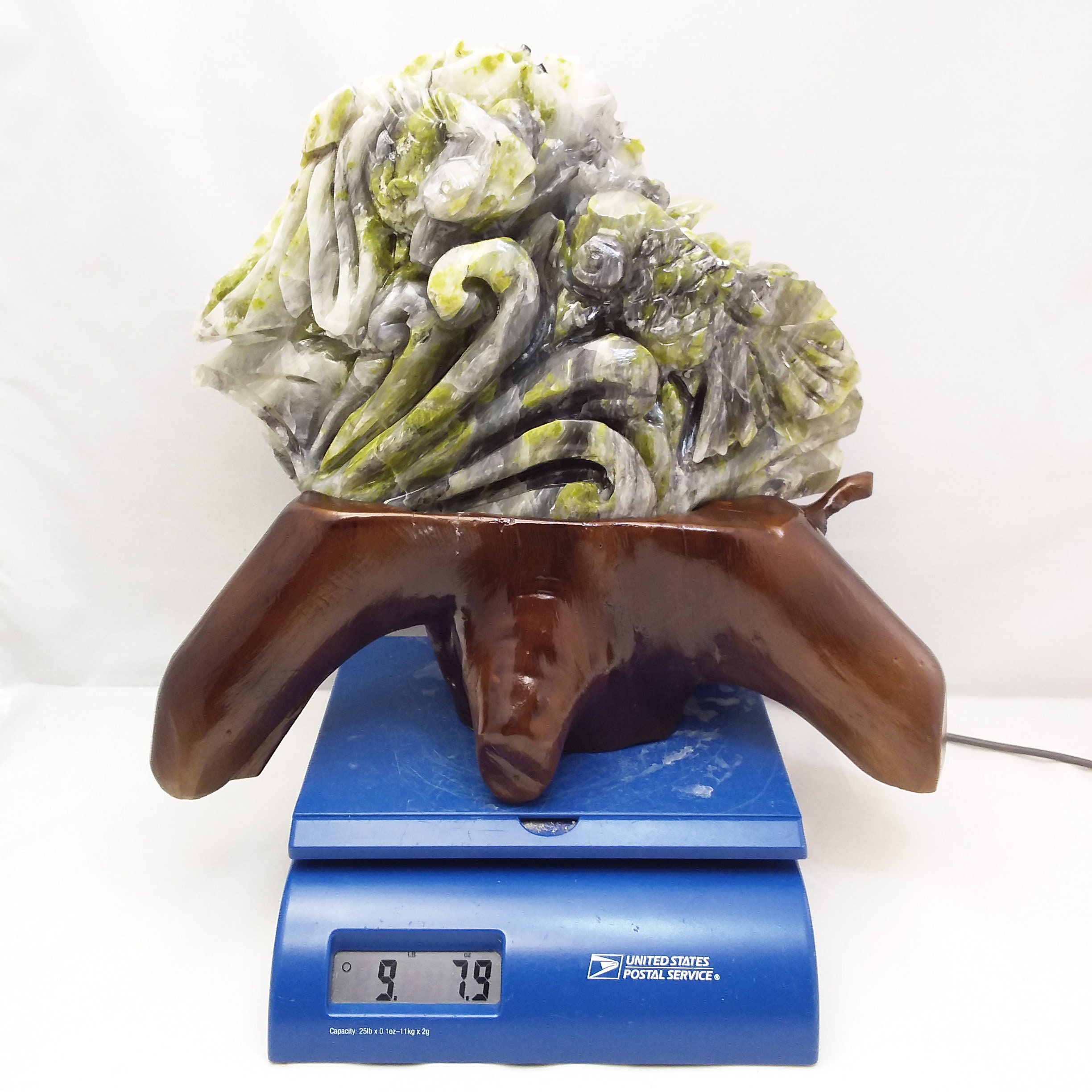 藍田翡翠、金魚、11 インチ、動物、魚、彫刻、展示、標本、鉱物、岩