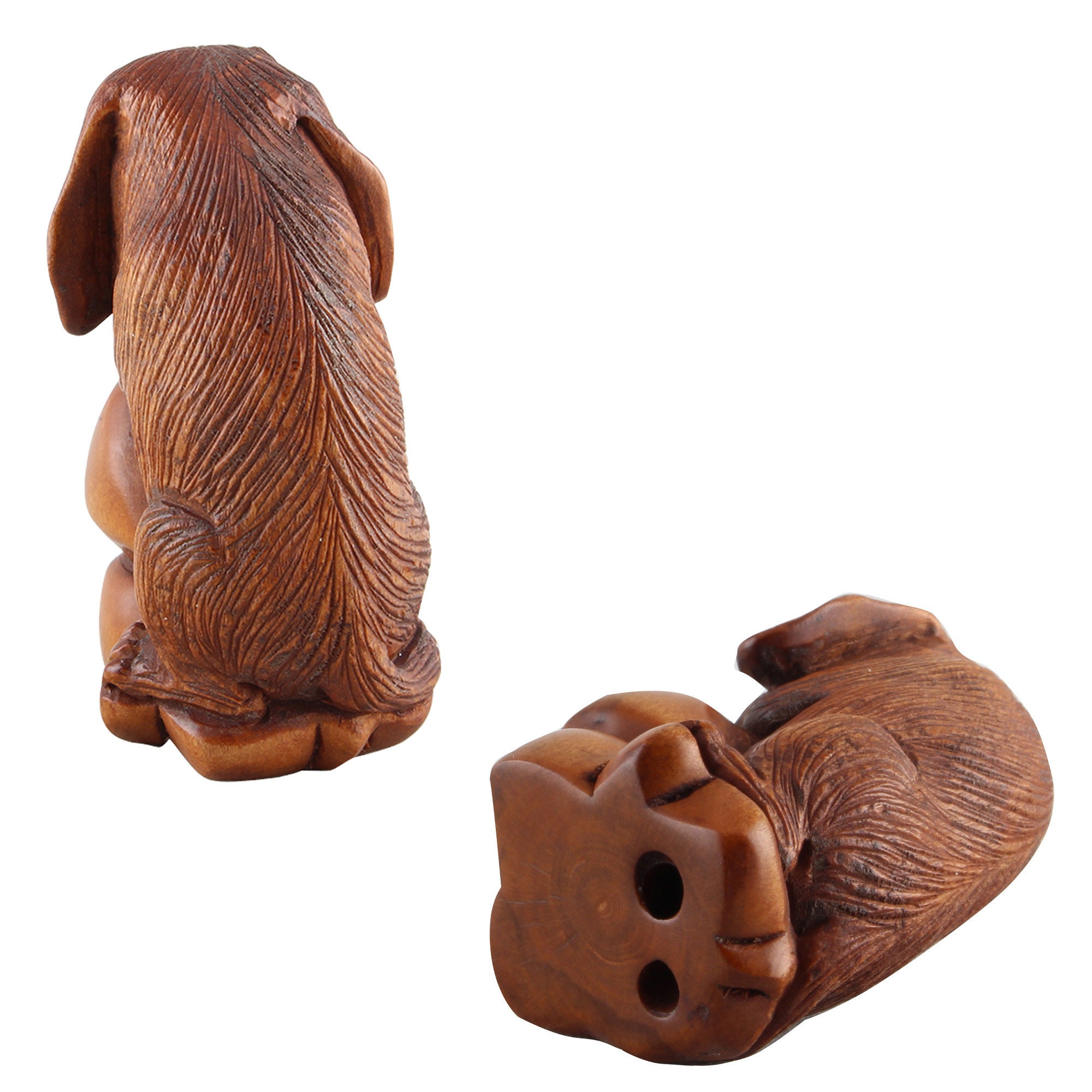 根付(netsuke) 犬の値付 友重作 木製 江戸時代 根付(netsuke) 犬の
