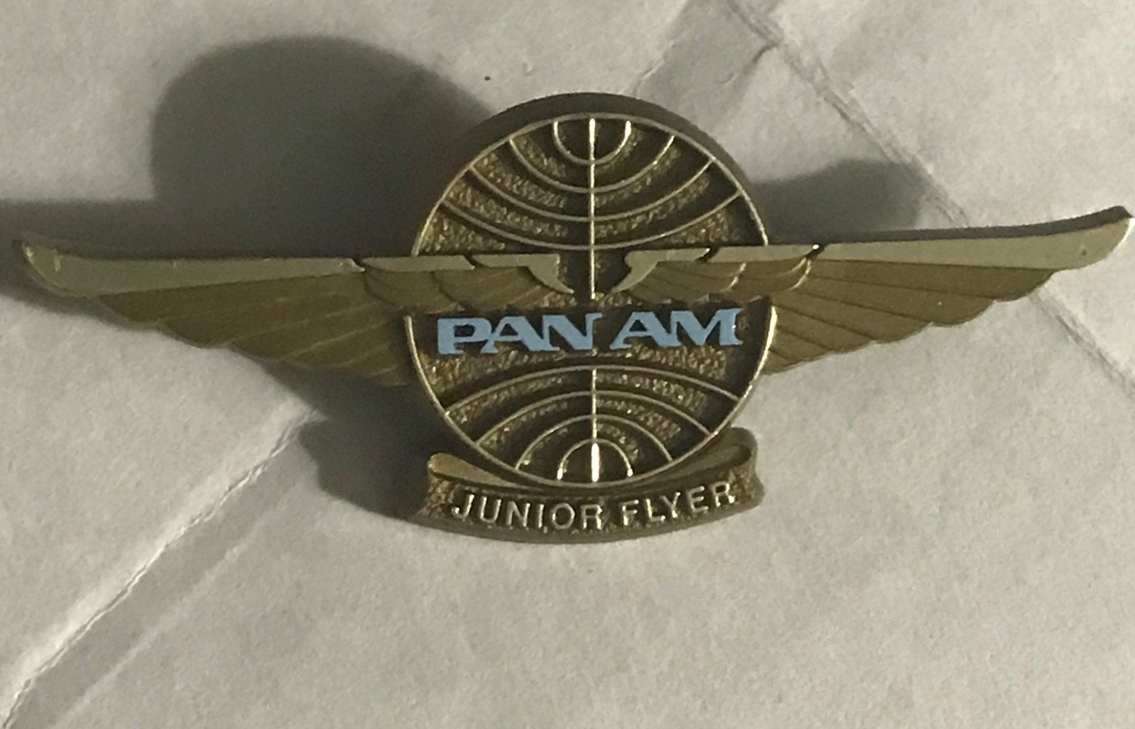 Vintage Pan Am Airlines Logo Plastic Junior Flyer Wings Kiddie Pin