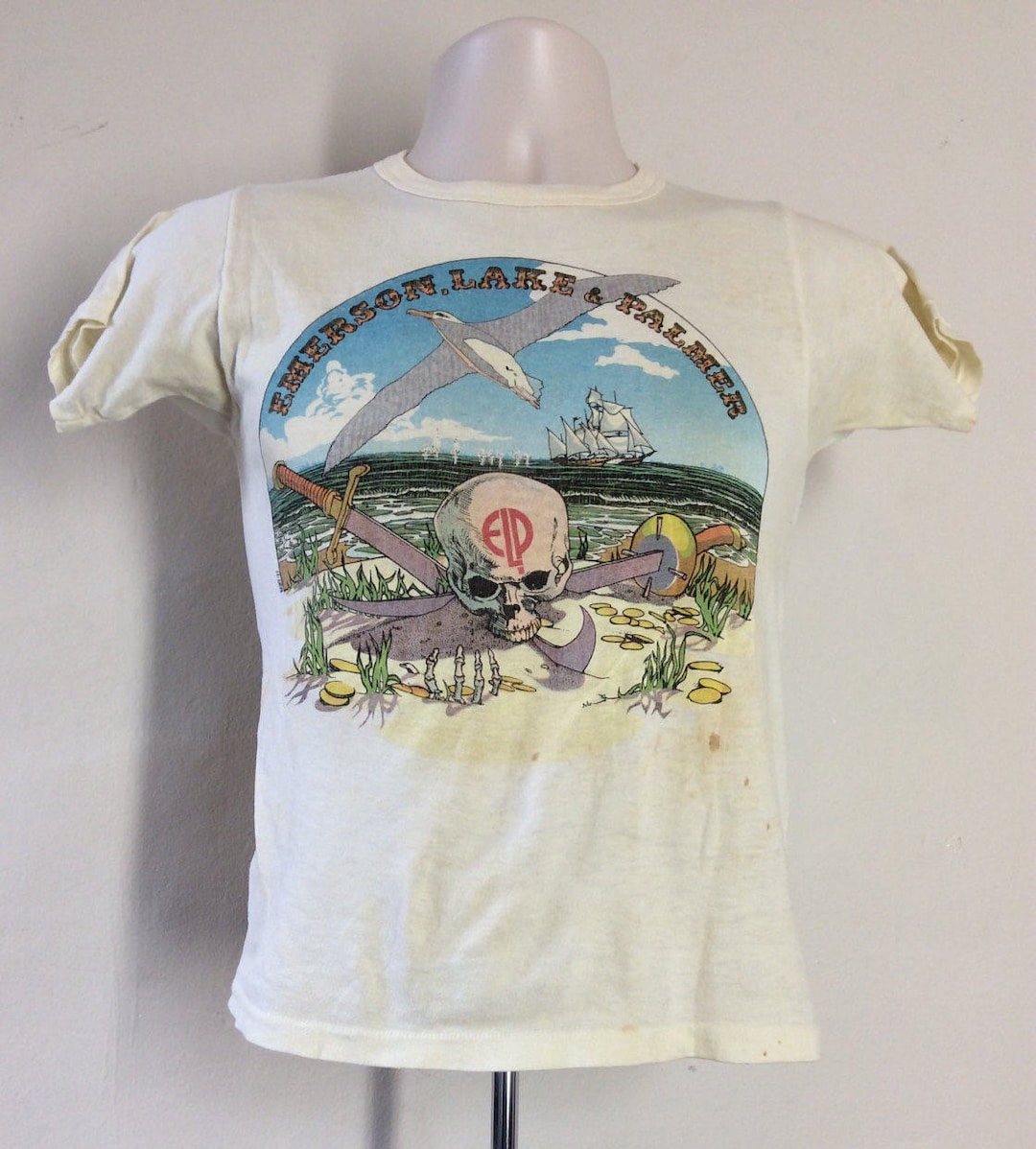 Vtg 1977 Emerson Lake and Palmer Concert T-shirt XS/S 70s Classic