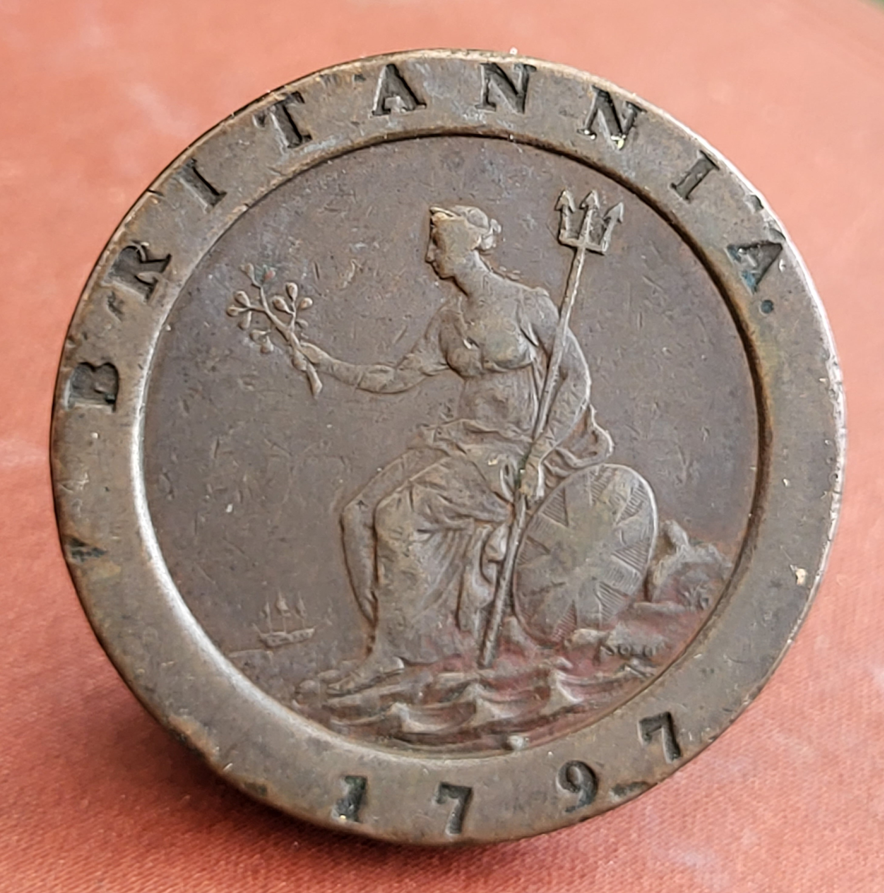 ジョージ 3 世カートホイール 2 ペンス 1797 年。大型アンティーク