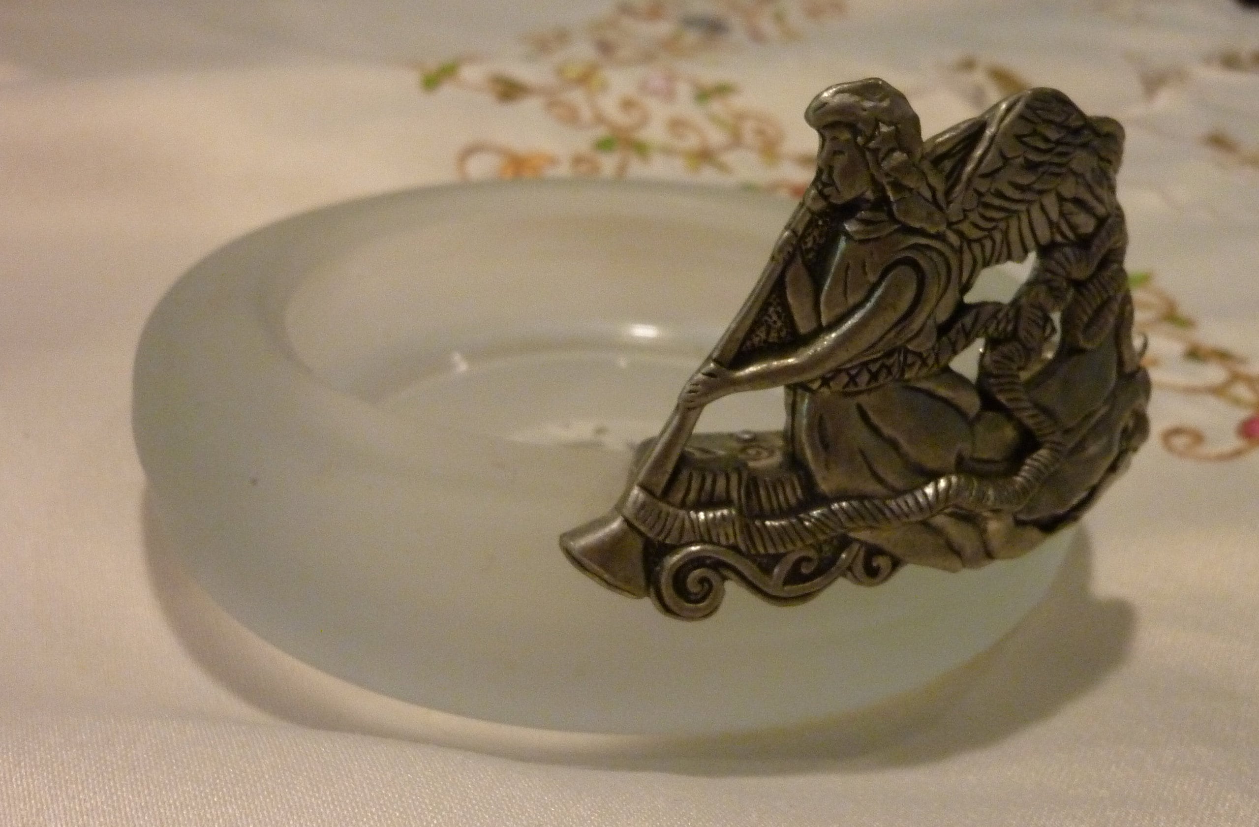 カナダSeagullシーガル社製 ガラスとピューターのキャンドルホルダー