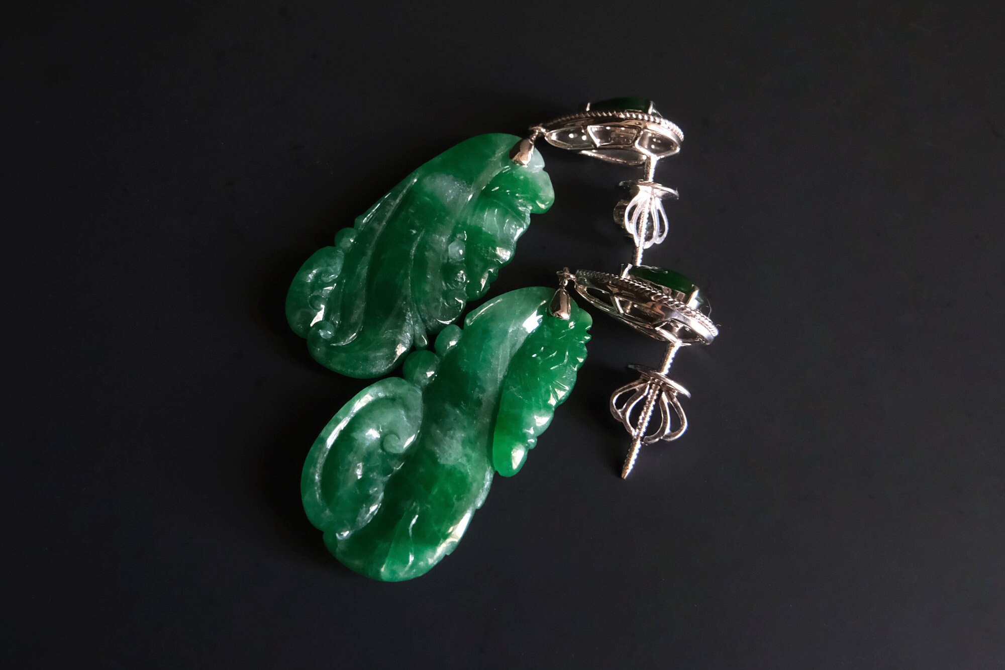 sophia K18 翡翠 ドロップイヤリング sophia様専用 K18 翡翠 ドロップ