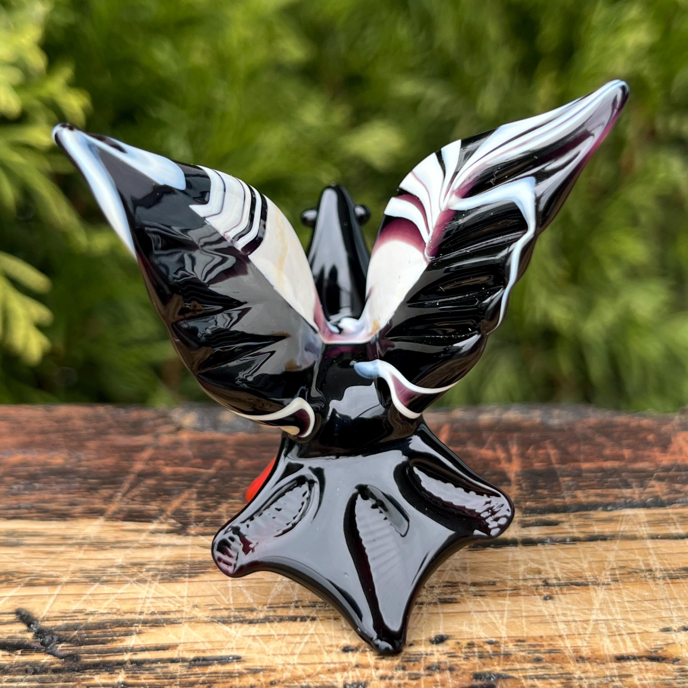 激レア・新品】ムラーノ ベネチアンガラス 鳥 ハト 置物（黒・白