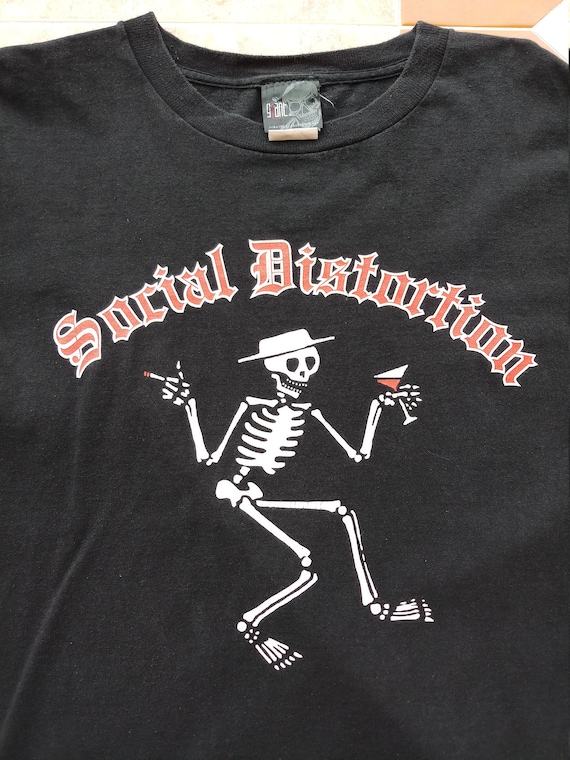 SOCIAL DISTORTION Original Vintage T-shirt Black Giant Label Mike