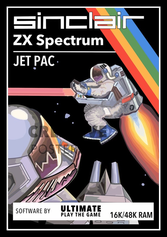 Jetpac ZX Spectrum Poster Print: Retro Gaming Wall Art - Etsy