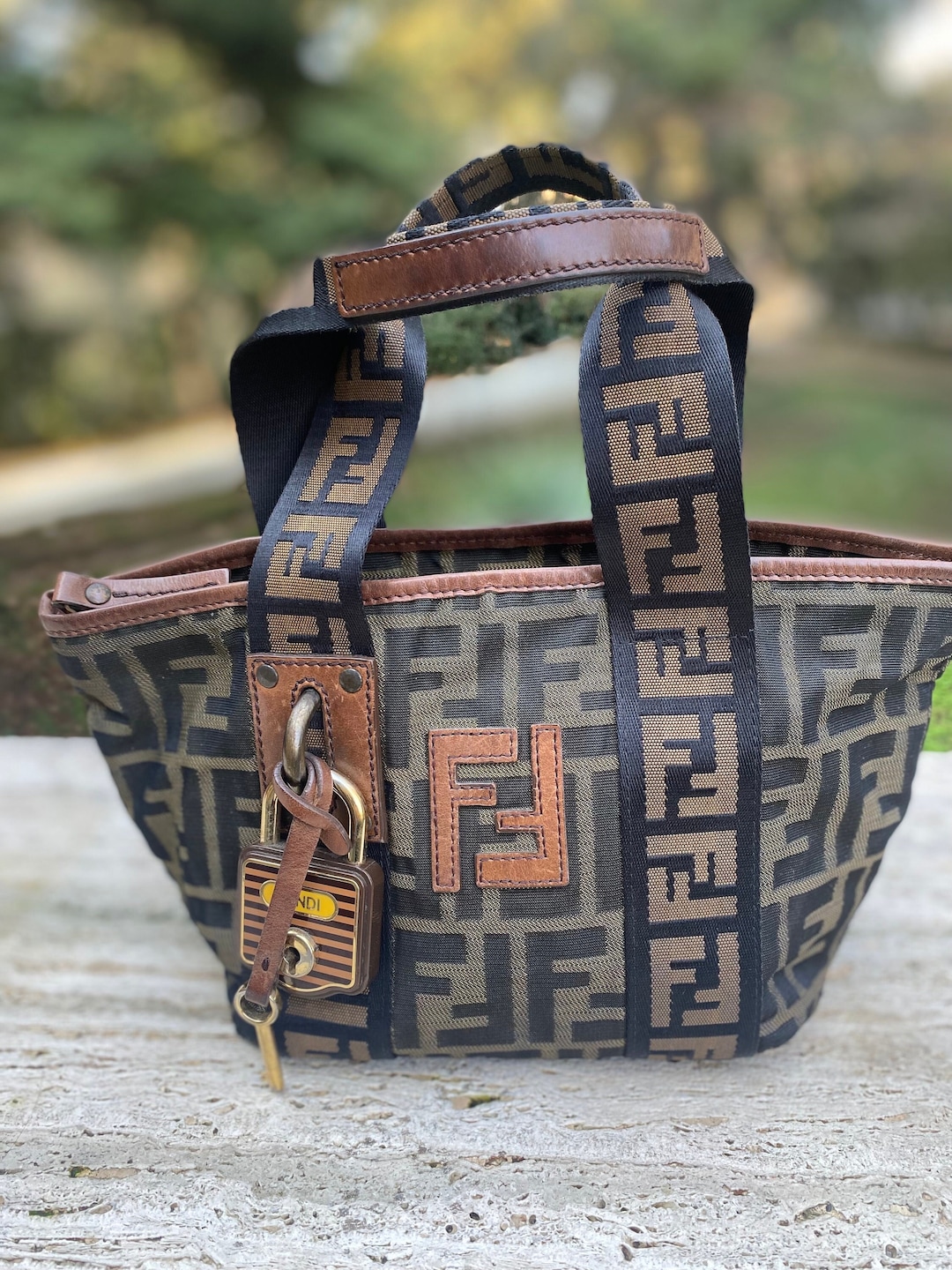 Authentic Fendi Monogram Ff Handbag - Fendi Zucchino Vintage
