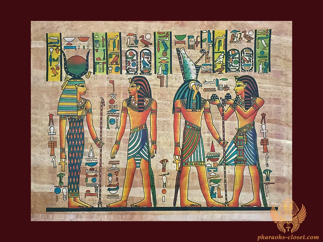 エジプトパピルス画イシス パピルス画 イシスとネフェルタリip-001a