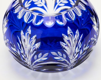 コバルトブルー ハンガリークリスタル 大型花瓶 花器 コバルトブルー