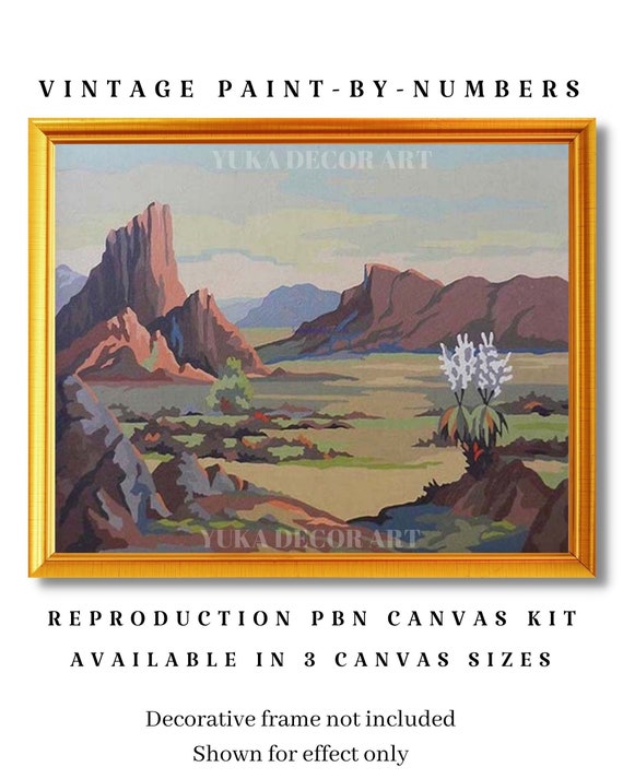 Vintage Paint by Number Kit Adult, DIY Desert Landscape Painting
