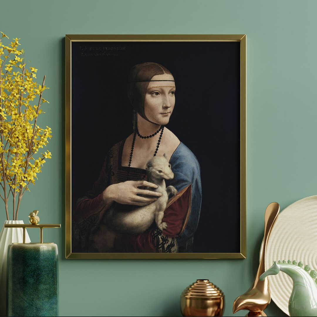 アーミンを連れた貴婦人 版画：ダ・ヴィンチ ルネサンス美術 - Etsy 日本