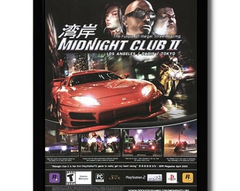 Midnight Club II 2 Framed Print Ad/poster Official Vintage PS2