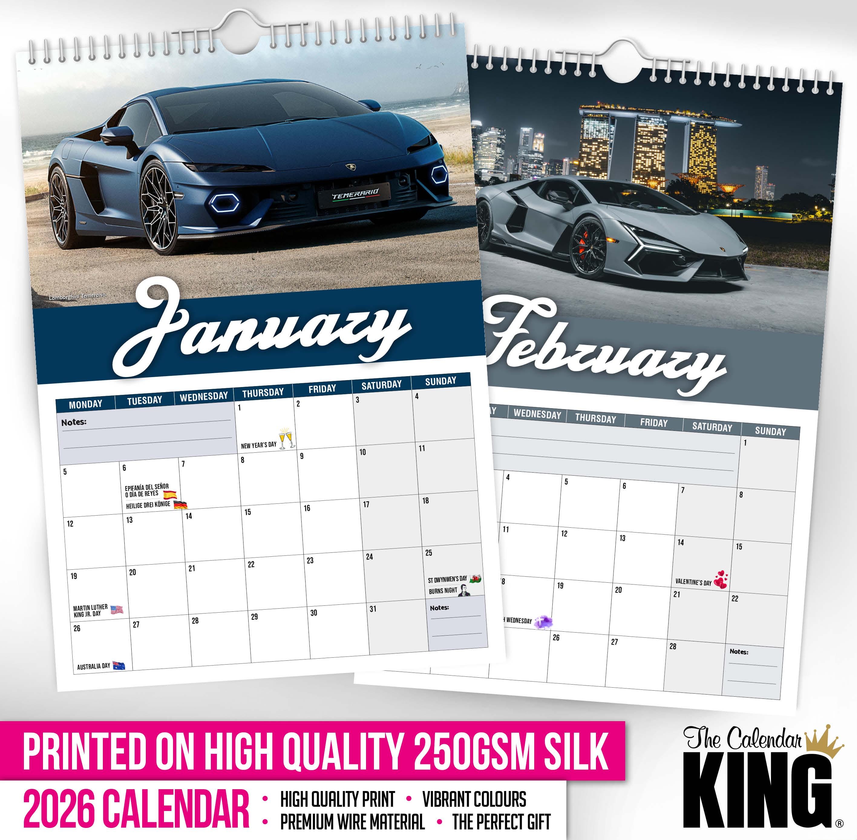 ランボ - 2026年壁掛けカレンダー // 車 / モータースポーツ