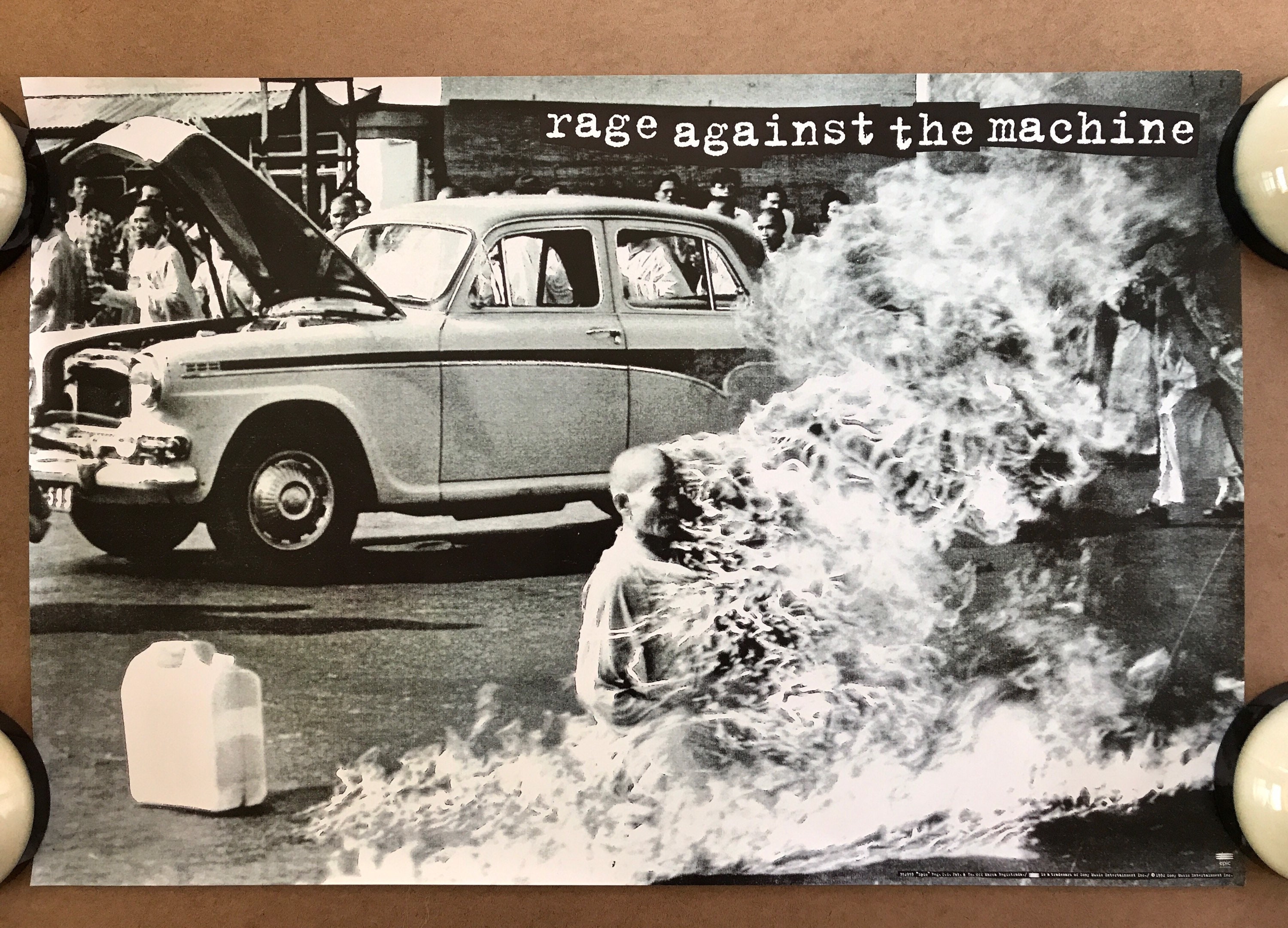 Vintage Original 1990s Rage Against the Machine Poster 1992 Sony