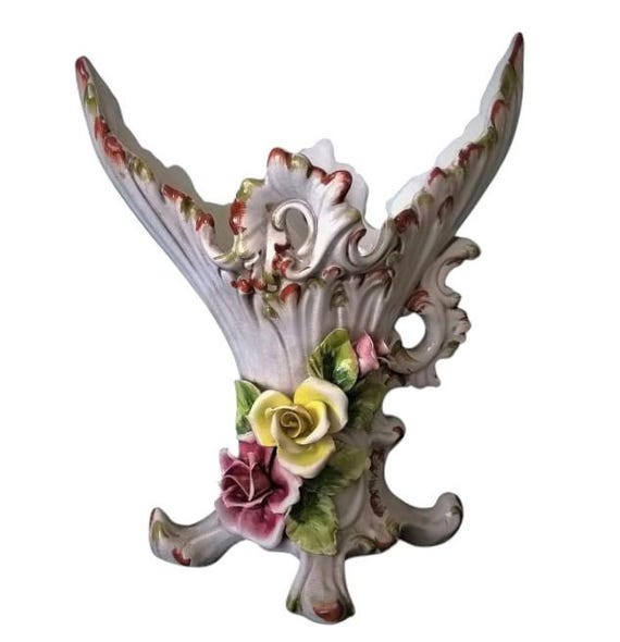 ヴィンテージ花瓶 1950年代 ハンドメイド磁器花瓶 V. Bassano