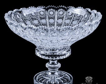 手作りのボヘミアンクリスタルの脚付きボウル – 315 mmの贅沢な