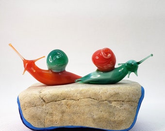 カタツムリのガラス彫刻 ガラスのカタツムリ カタツムリのフィギュア