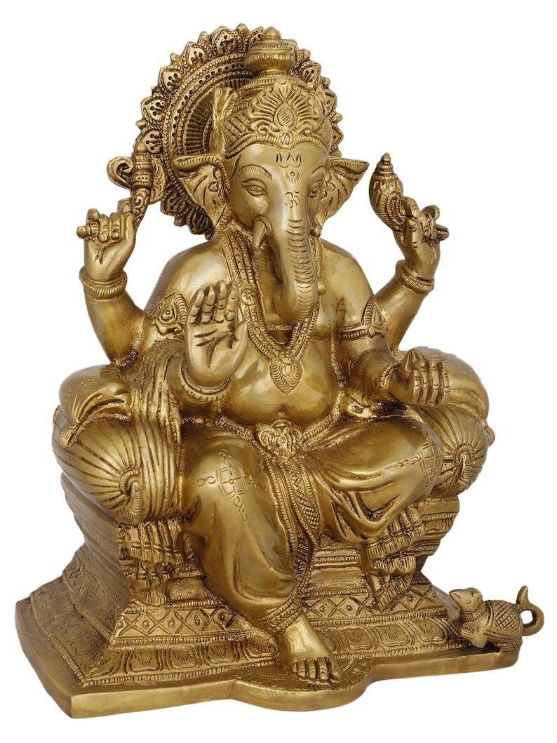 真鍮製ガネーシャ像：21cmのガネーシャ神像、室内装飾 - Etsy 日本
