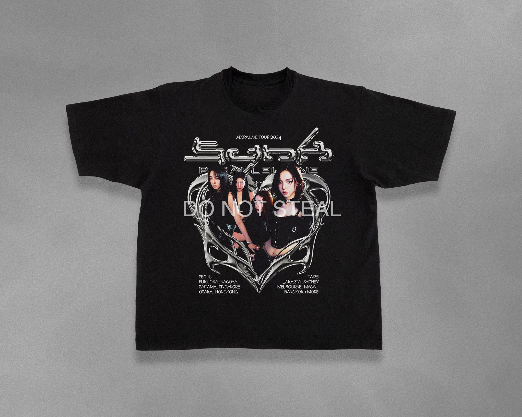 AESPA SYNK Parallel Line 2024 Tour Shirt Kpop Merch Album Light