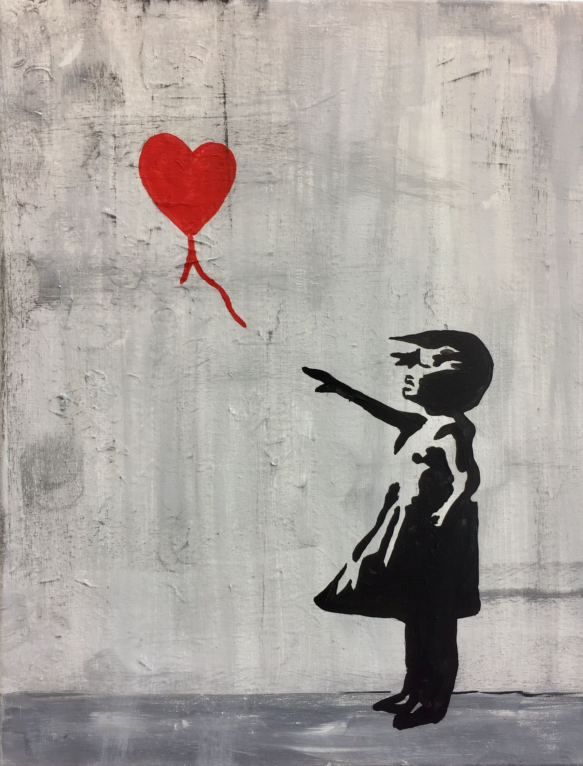 Banksy girl with red balloon wcp ポスター Banksy girl with red