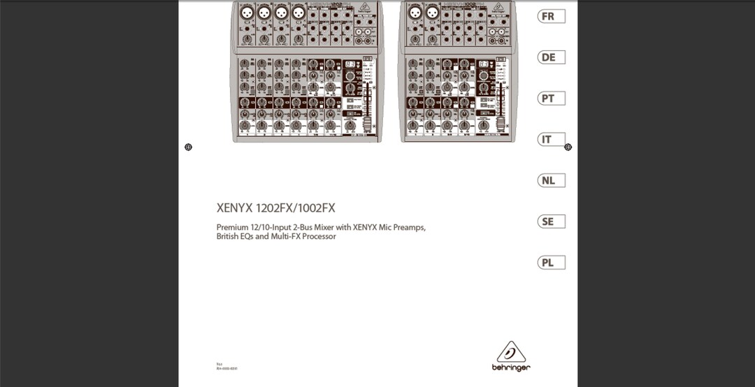 Behringer Xenyx 1002FX Manual and Behringer Xenyx 1202FX Manual