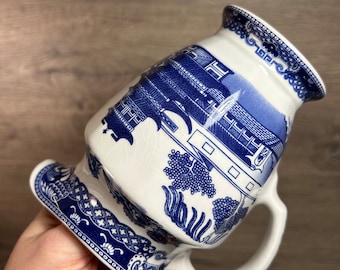 ヴィンテージ リングトンズ 蓋付き コバルトブルー&ホワイト ティー