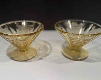 フェデラルグラス マドリッド アンバー シャーベットグラス 4個セット