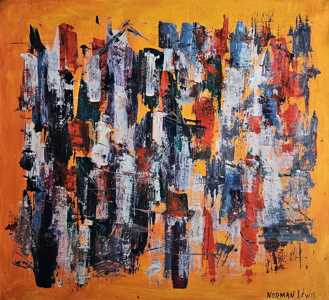 ノーマン・ルイスのサイン入りヴィンテージ絵画 抽象表現主義 アフリカ