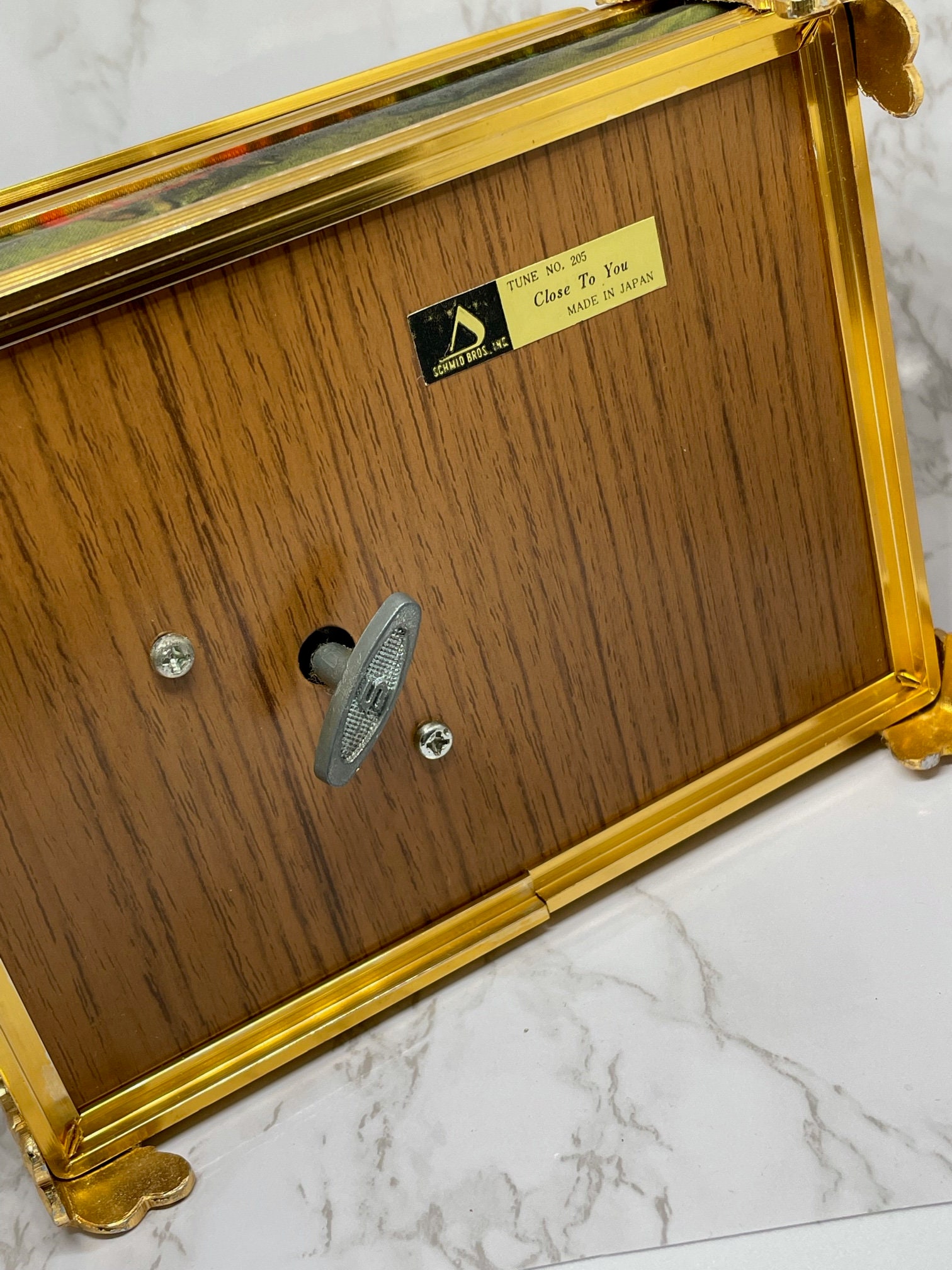 Vintage Schmid Brothers Jewelry Box Music Box Satin Portrait Japan