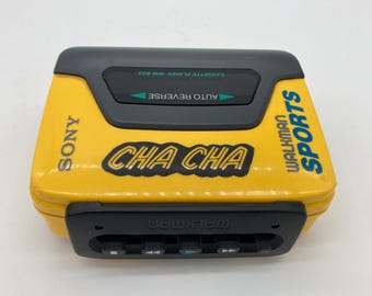 Walkman sport Sony vintage WM-AF59 Cassette AM/FM jaune des années